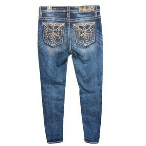 Miss Me Womens Skinny Jeans Hailey Style Distressed Embroidered Pockets Size 28